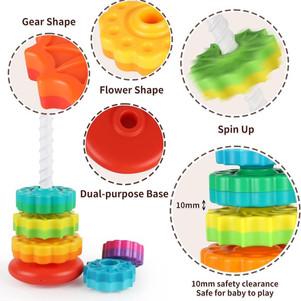 Rainbow Rotating Tower Toy Enlightenment Infant Cognition Early Education Geometric Stacking Music Intellectual Circle
