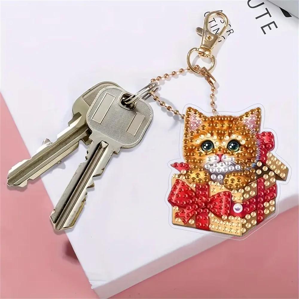 DIY Diamond Painting Keychains Per Set - Animal Theme, Suitable for Beginners, Diamond Kit Craft Supplies, Exquisite Gifts for Friends