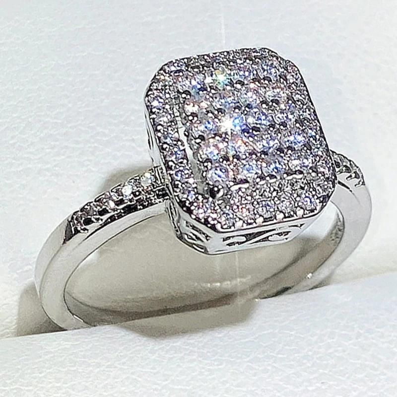 European and American flower sparkling zircon simple women s new creative ring luxury proposal exquisite gift fashion Zircon 6
