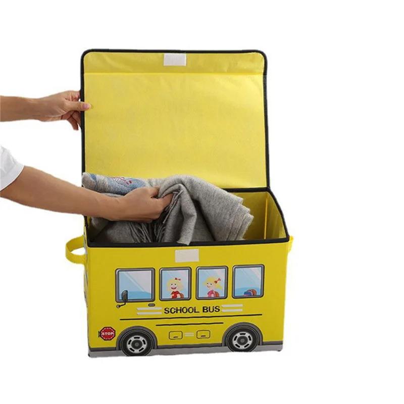 Home Supplies Children's Clothing And Toys Storage Box Laminated Non-woven Cartoon Car Storage Box Kids Collapsible Storage