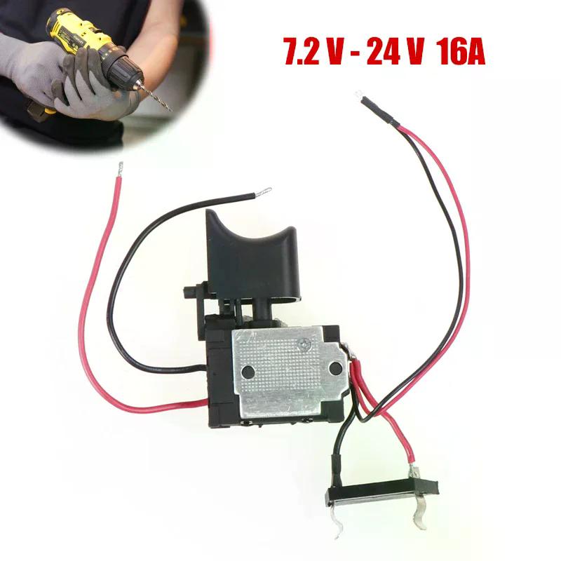 DC 7.2-24V Electric Drill Dustproof Speed Control Push Button Trigger Switch E-Wrench Switchs Replacement Power Tool Accessories