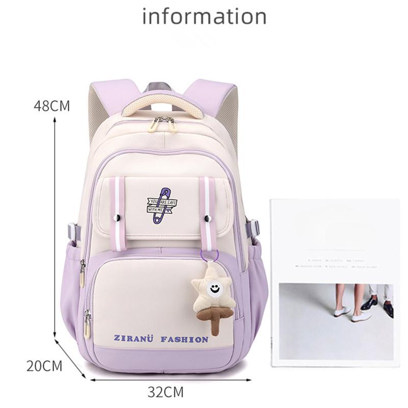Ice Cream Pendant Primary School Backpack 1-6 Grade Cute Colorful School Bag for Girls Waterproof Large Capacity Schoolbags