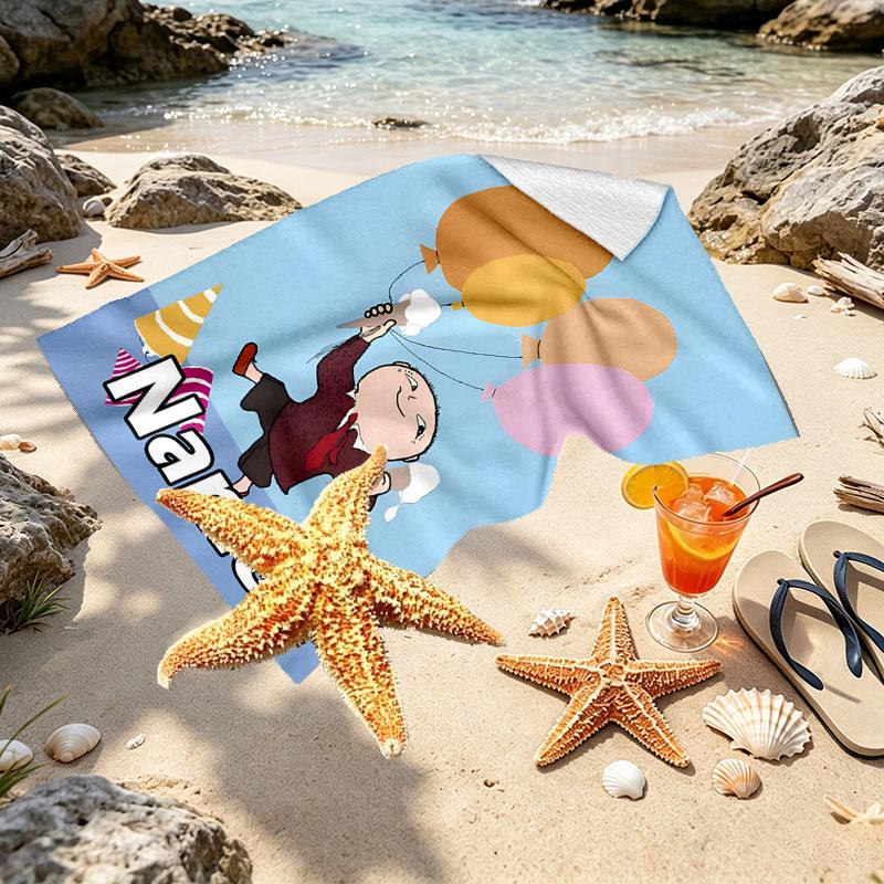 Custom Name Personalized Alfons Aberg Print Beach Towel, for Trip Camping Beach Party Home Decor, Birthday Gift for Family & Friends