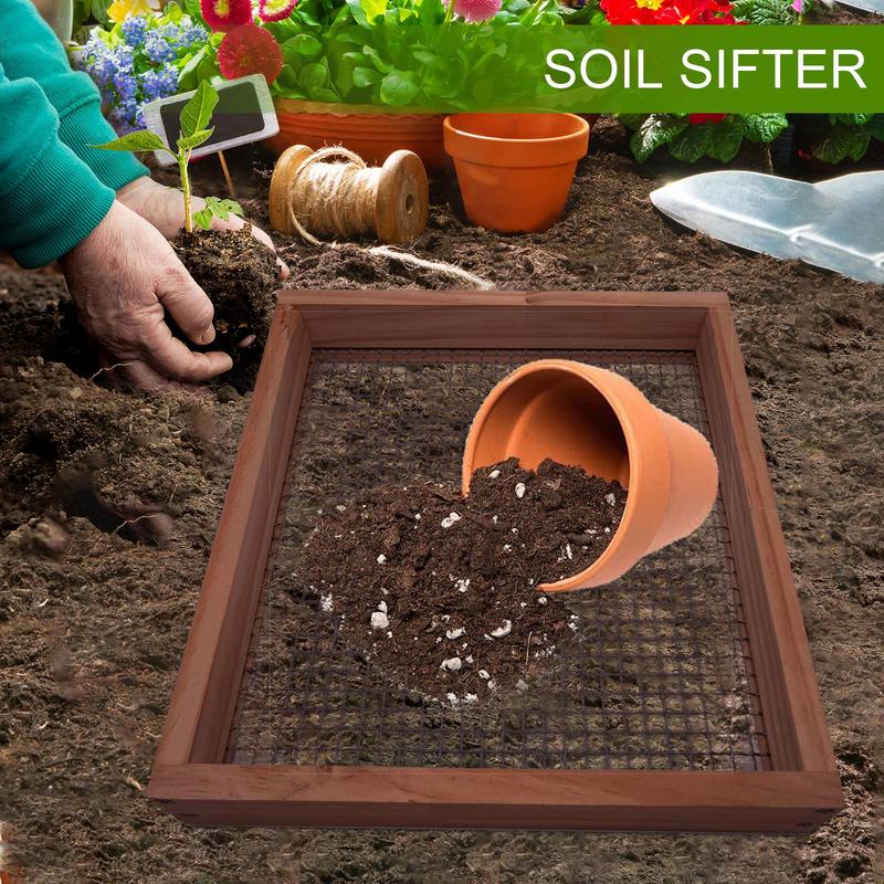 Wooden Rock Sifter Multifunctional Manual Garden Sifter Reusable Garden Supplies Large Capacity Manual Sand Leaf Rock Strainer