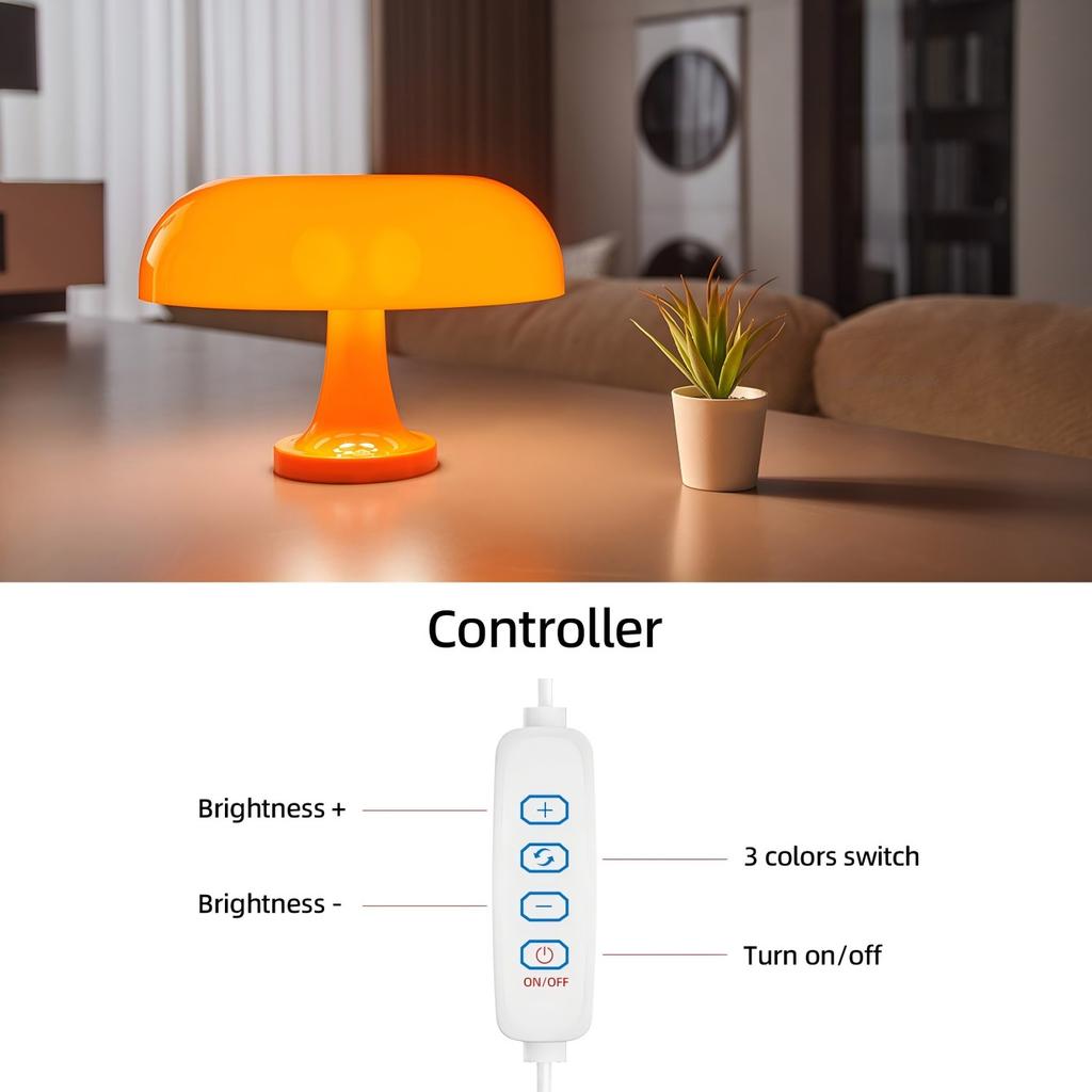 Mushroom table lamp minimalist modern bedroom bedside lamp Danish designer orange decorative table lamp