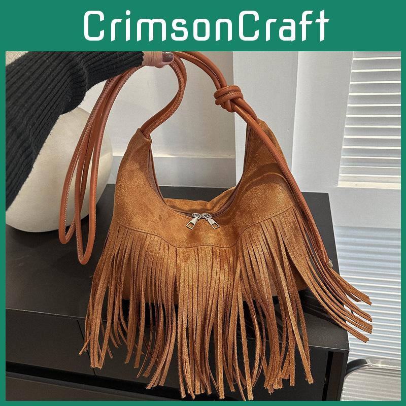 Modische Quaste Große Kapazität 2024 Neu Retro Beliebt Damen Einfach Einzelne Schulter Diagonale Schultertasche