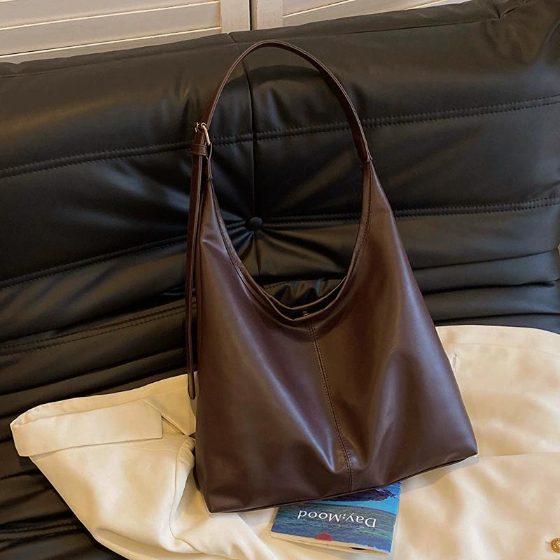 

Tote Bag Women s Fashionable Simple Shoulder Bags Large Capacity PU Commuter Tote Bag High Sense Retro Armpit Bags