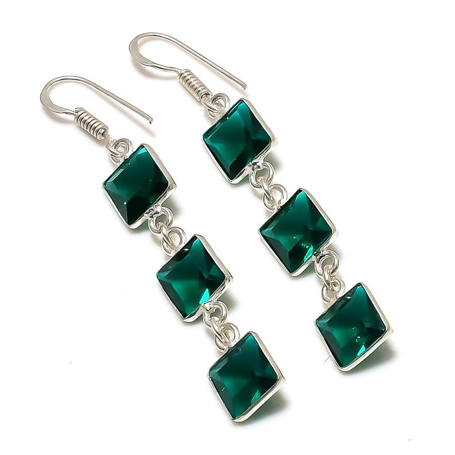 

Серьги из стерлингового серебра 925 пробы с натуральным хромдиопсидом 2,36 дюйма S0o44