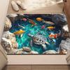 1pc Illusion Turtles and Fish In The Pond Door Mat, Non-Slip Bathroom Floor Mat, Polyester Mat for Bedroom, Living Room Entrance