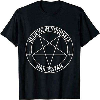 SPECIRL Believe In Yourself Hail Satan Satanic Pentagram T-Shirt XS