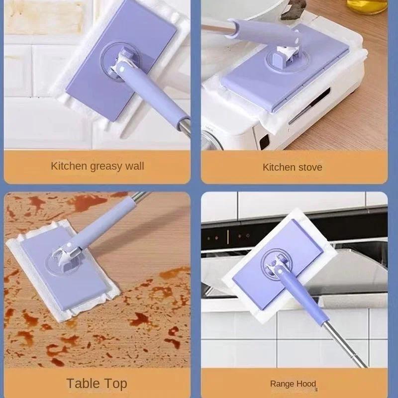 Přenosný mini mop s automatickou výměnou papírových ručníků, mini mop s ručníkem na obličej, kompatibilní s mopem pro podlahu, okna a odstraňování prachu