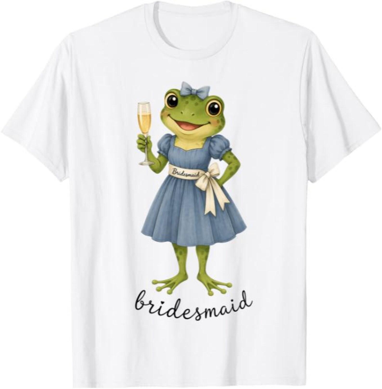Cute Frog Bridesmaid T-Shirt, Frog Bridesmaid Gift, Funny Wedding Party Frog Graphic Tee 3XL