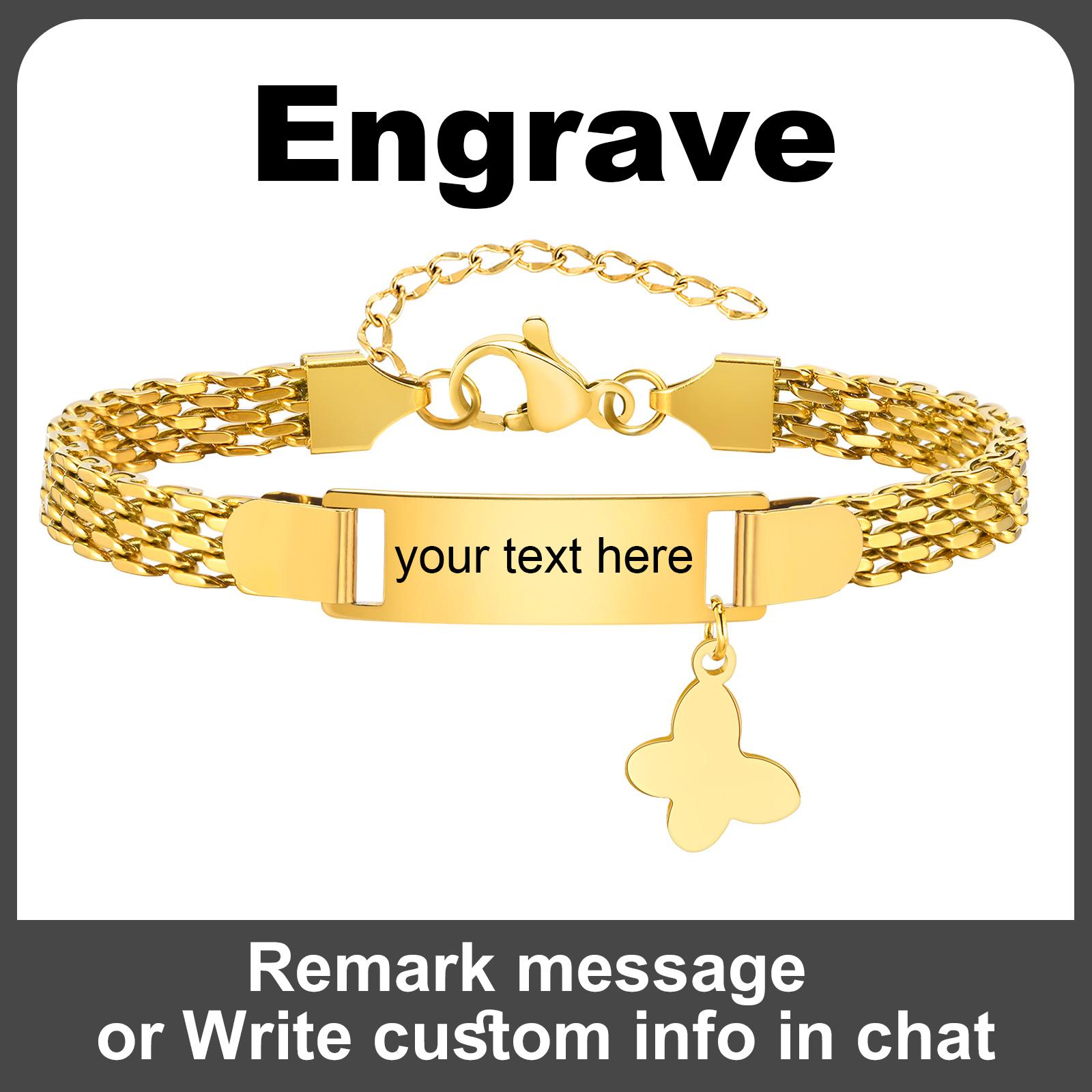 

Free Custom Bracelet For Baby, Engravable Butterfly Heart Name Bracelets, Personalized Stainless Steel Mesh Chain Adjustable