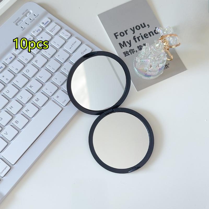 1/10Pcs Mini Hand-Held Mirror Simple Folding Portable Pocket Mirror Plastic Cute Make-Up Mirror Student