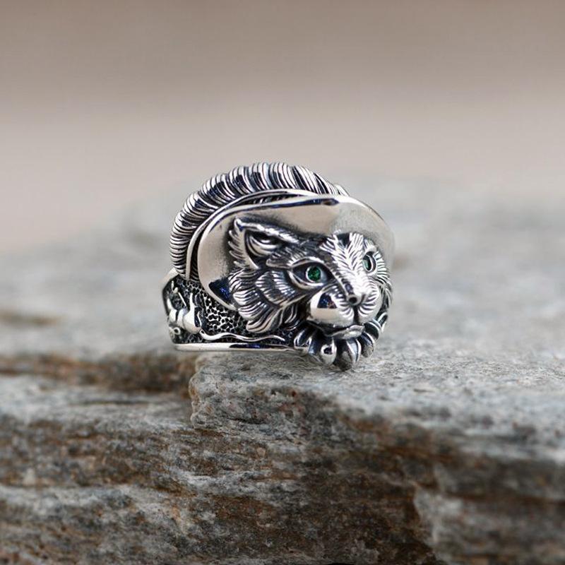

Best Sell Exaggerated Wearing Hat Cat Animal Design Retro Thai Silver Unisex Party Ring Jewelry For Women Man Birthday Gifts resizable