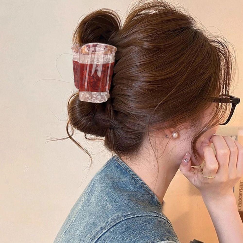 Sweet Croissant Shark Clip Coffee Cup Delicious Food Claw Clip Headdress Creative Crab Clip  Gift