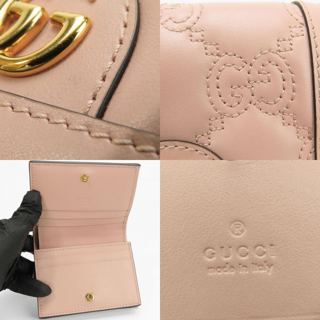 Used GUCCI Bifold Wallet 723786 GG Matelasse Leather Pink Accessory
