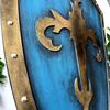 Handgefertigtes Lilien-Schild Blau Gold Renaissance-Ritter LARP Cosplay