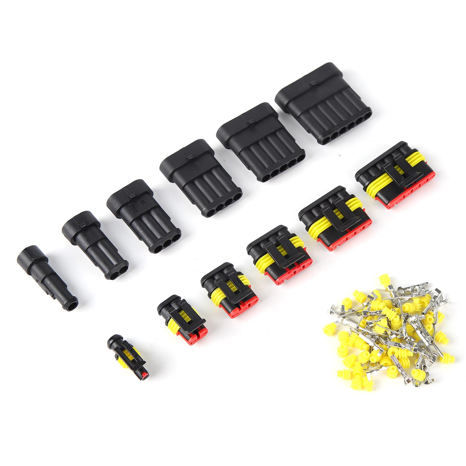 

147Pcs Waterproof Electrical Connector 1 2 3 4 5 6 Pin Way Automotive Wire Plug Set Kit