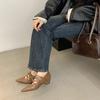 French fashion retro wedge pointed 2025 new Mary Jane single shoes ins wind cross belt single shoes women's shoes trend
