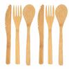 6Pcs Smooth Sanded Fork Spoon  Kit Bamboos Dining Utensil Lightweight Eating Set  Household