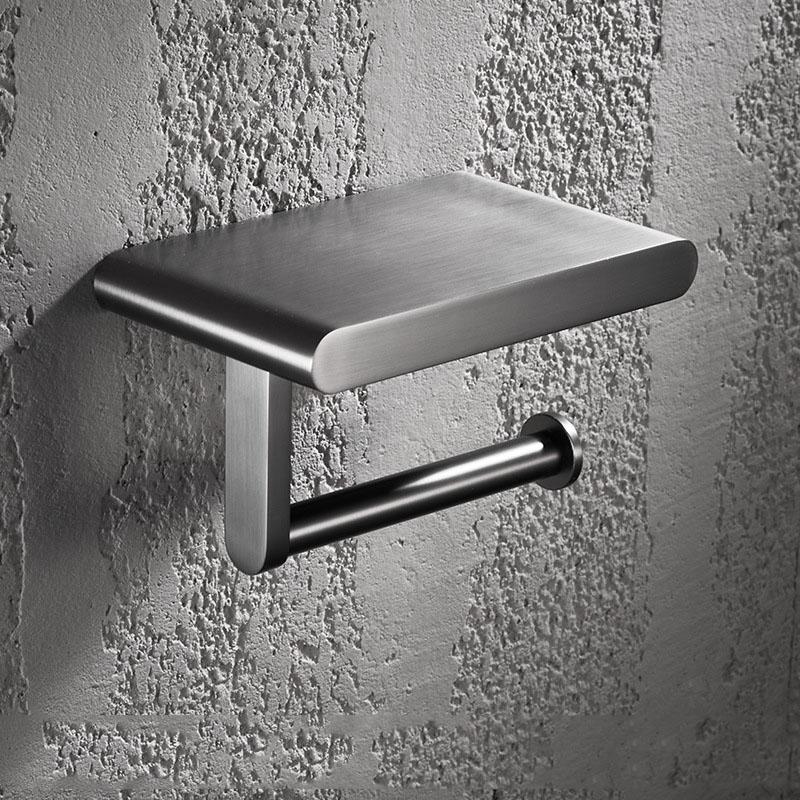 Gray Brass Bathroom Paper Towel Holder Wall Mounted Roll Holder Home Toilet Paper Holder Cell Phone Holder Bathroom Accessories