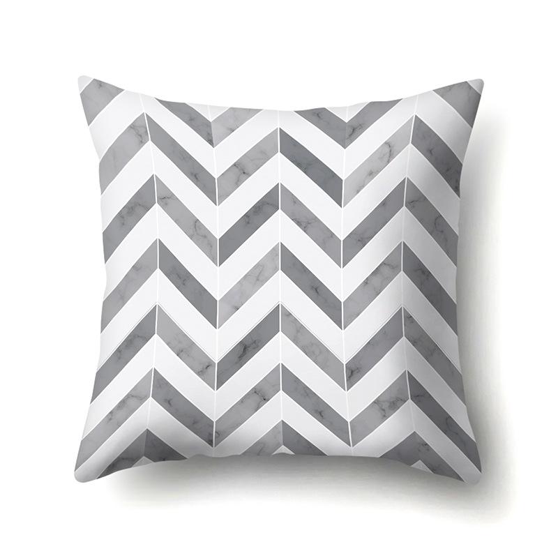 Polyester Pillow Case Nordic Ins Style Marble Geometric Printed Peach Leather Velvet Living Room Sofa Pillow Case