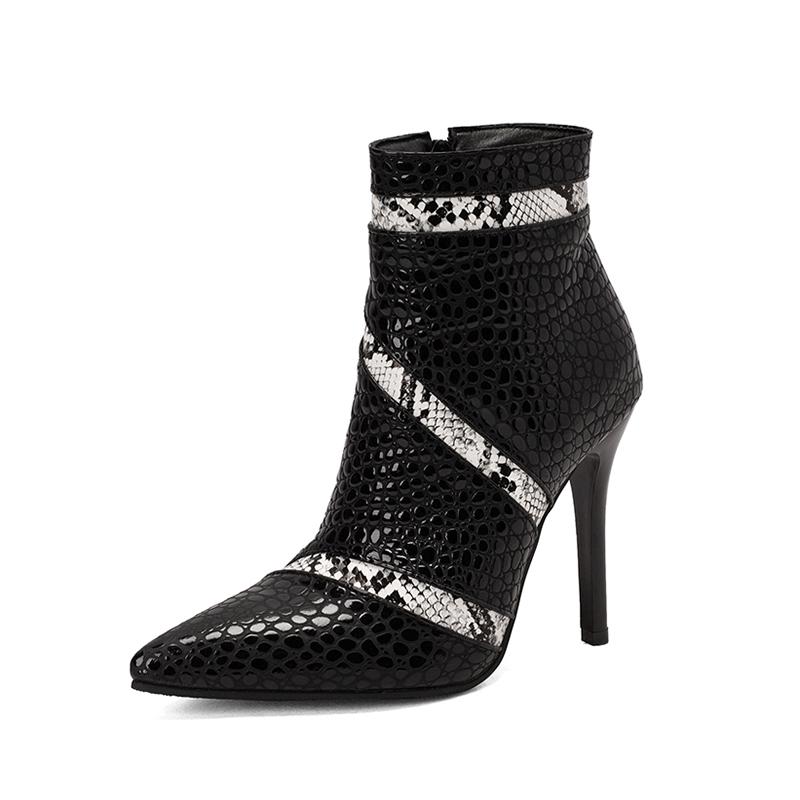 Fashion Ankle Boots Women 2025 Autumn Winter Thin High Heels Booties Plus Size 34-48 Pointed Toe PU Leather Sexy Stiletto Shoes