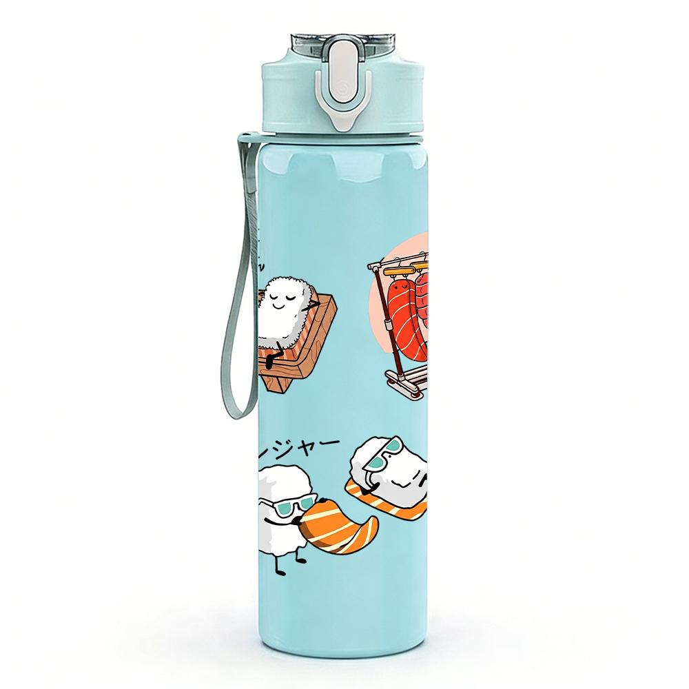 1PC Cocktail Drink Party Layout 750ml Color Plastic Water Bottle Leakproof Flip Straw Lid For Sports Office Home Use