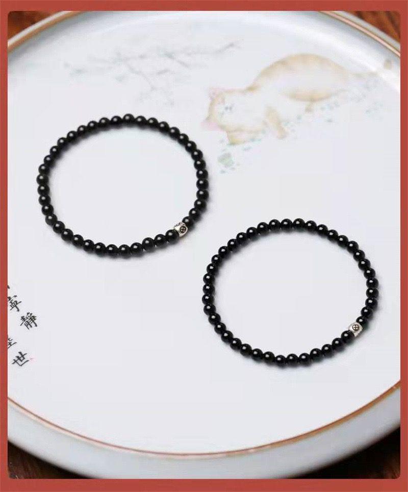Bransoletka Srebro S925 Naturalny Obsydian Tęczowy i Kwarc Dymny dla Kobiet – Idealny Prezent dla Dziewczyny lub Pary