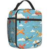 Reusable Vintage Airplane Lunch Box For Kids Girls Boys Women Adult, Insulated Retro Aircraft Blue Lunch Bag,Polyester Cooler