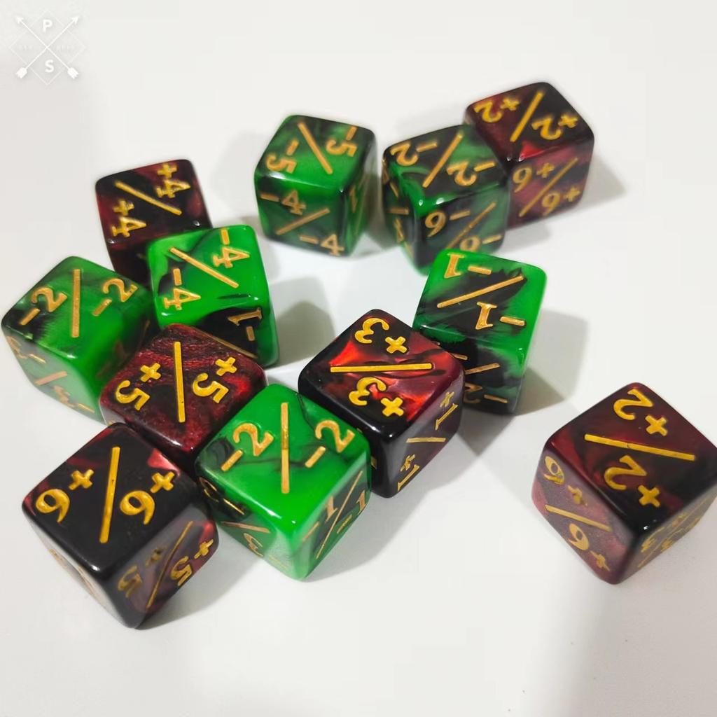 10Pcs 16Mm 6 Side Dice Counters +1/-1 Dice Kids Toy Counting Dice For Mtg Magic The Gathering Card Gaming Token & Loyalty Dice