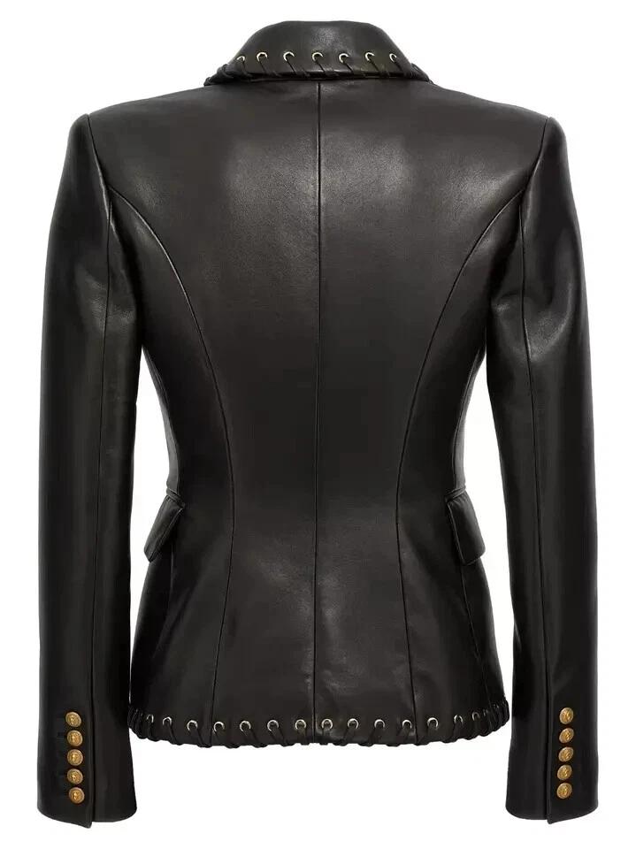 Soft Leather Formal Black New Women's Genuine Causal Blazer Handmade Lambskin