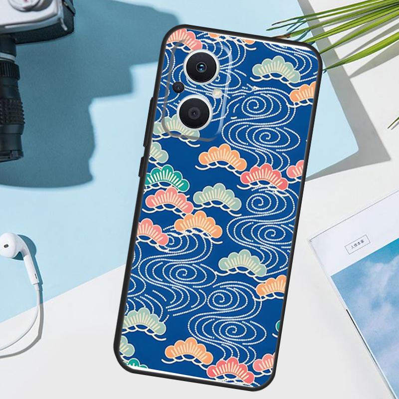 Japanese Style Floral Texture Cover For OPPO Reno 11 Pro 10 12 13 14 14F 13F 12F 11F 7 8 Lite OPPO Find X6 X5 X8 X9 Pro Case