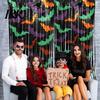 Halloween Event Decoration Foil Fringe Curtain for Halloween, Orange Purple Black Background Holiday Party Backdrop Photo Booth Props, Pumpkin