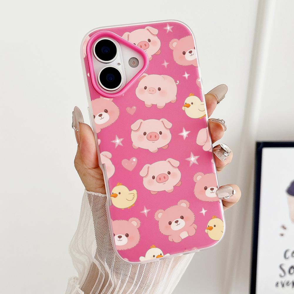 Animes Puppy Kitten Jelly Double Layer Rose Red Mobile Phone Case for iPhone 17 16 15 14 13 12 11 Air Pro Max Plus Protective