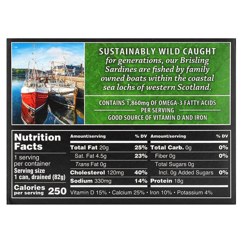 Brisling Sardines, In Extra Virgin Olive Oil, 3.75 Oz (106 G)