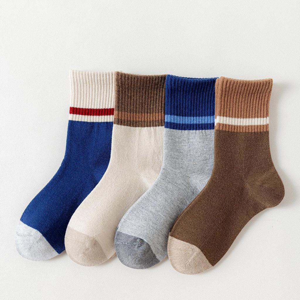 Boys' Seamless Wool Cashmere Sports Socks - Warm Mid-Calf for Fall/Winter, Ideal for Older Kids & Teens
