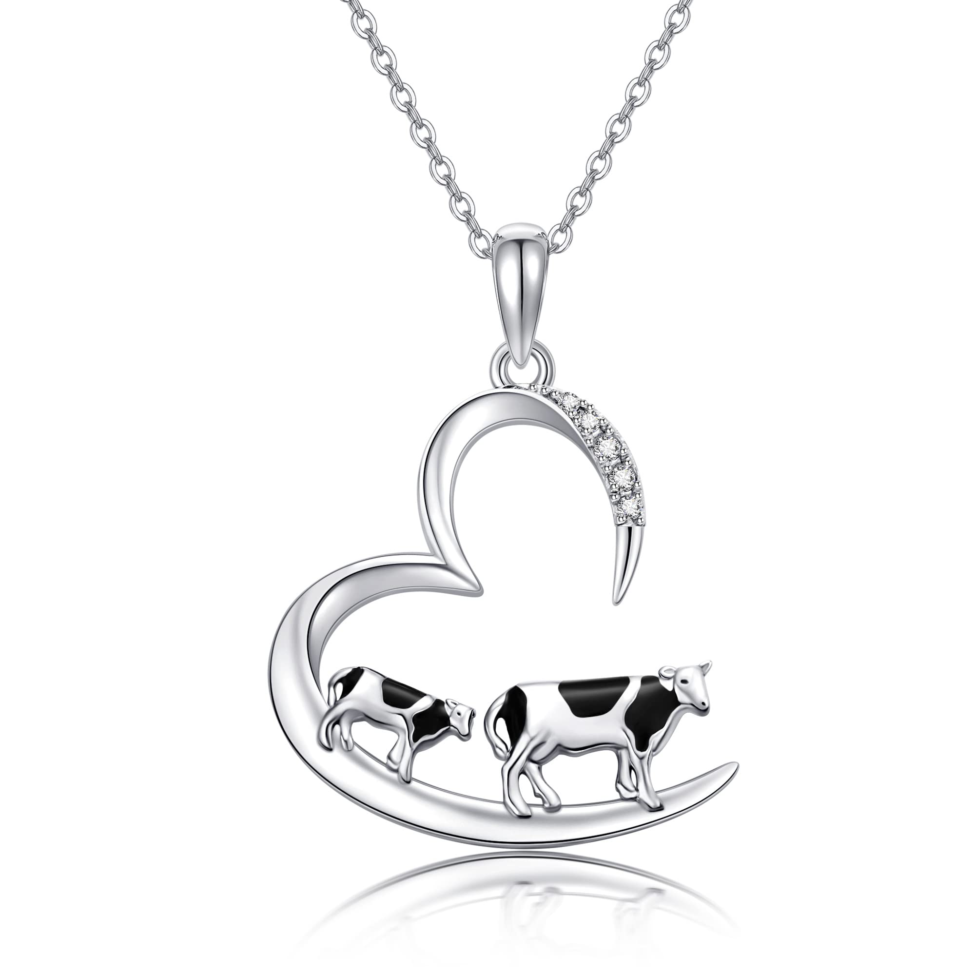 

Cow Necklace for Mother and Child Open Silver Cow Cow Gift for Her [YFN] Women, Simple, Cute, Cow, Popular, Animal, Necklace, Heart, 925,