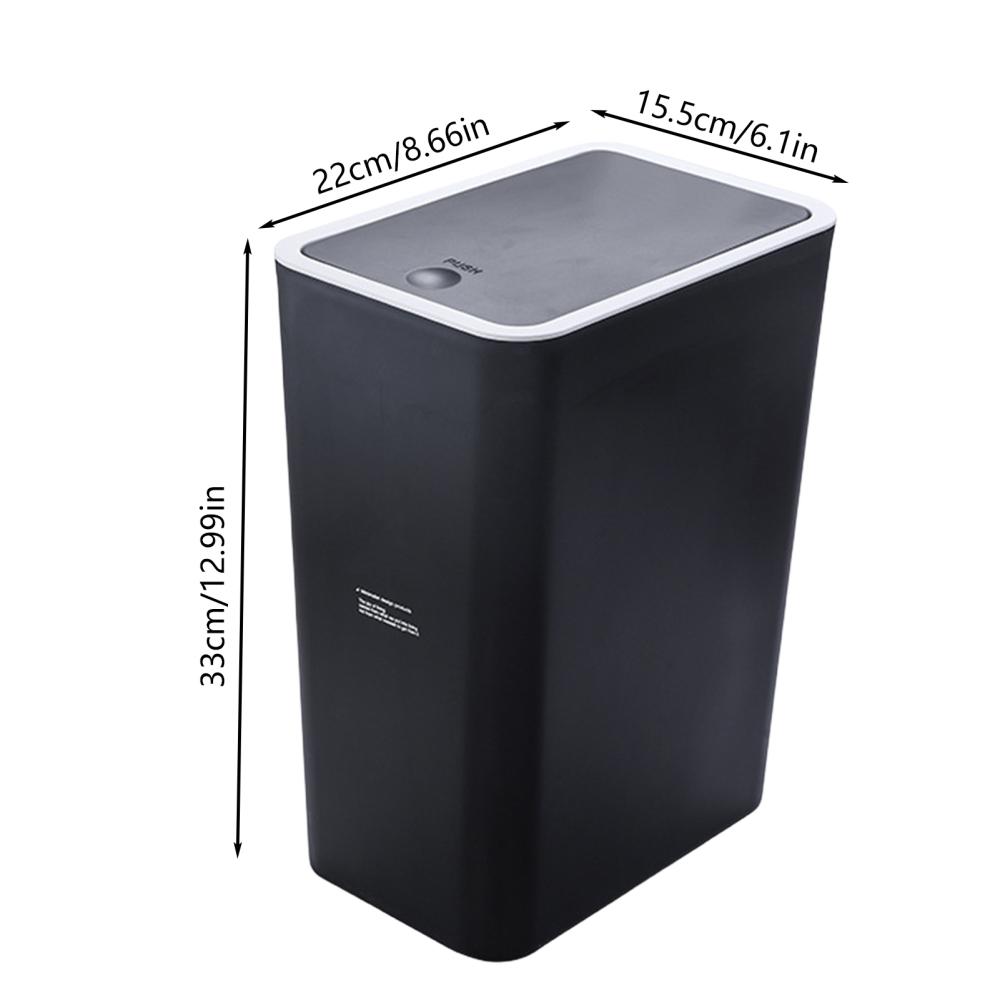 10L 15L Household Press Garbage Bin Covered Bathroom Trash Can Large Capacity Sealed Slim Garbage Bin Wastebasket Container