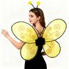 Halloween Bee Wing for Kids Boys Girls Yellow Mesh Wing Costume Animal Cosplay Headband for Fantasy Party Accessories