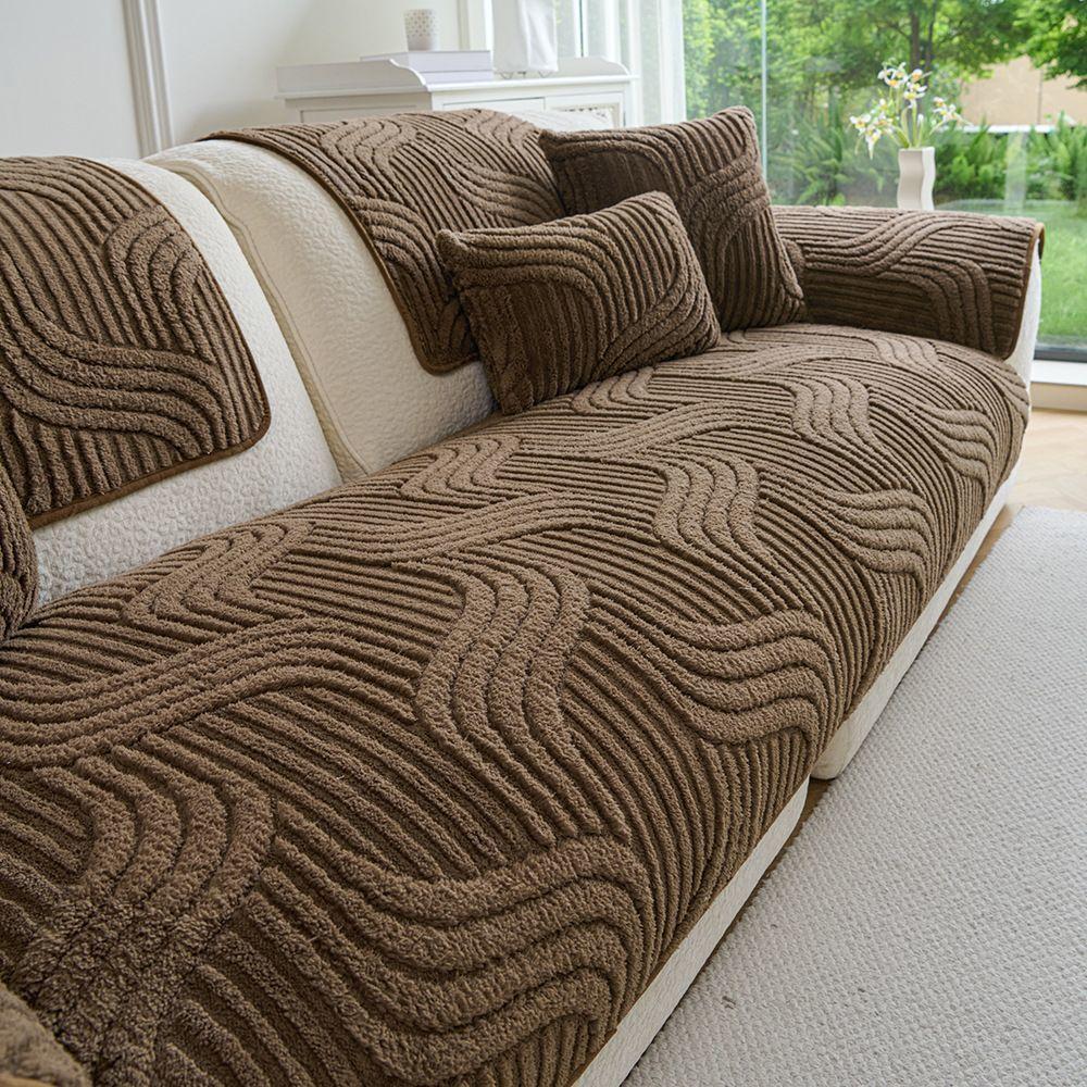 Winter Fluffy Short Plush Sofa Cushion Cover New Modern Simple Style Sofa Protector Pad for Cozy Home