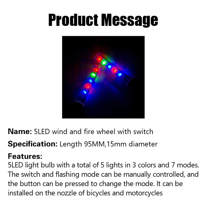 Bisiklet 5 LED Tekerlek Işığı Rüzgar Türbini Kuyruk Işığı Bisiklet Valf Işığı Ölü Sinek Dağ Bisikleti Valf Işığı