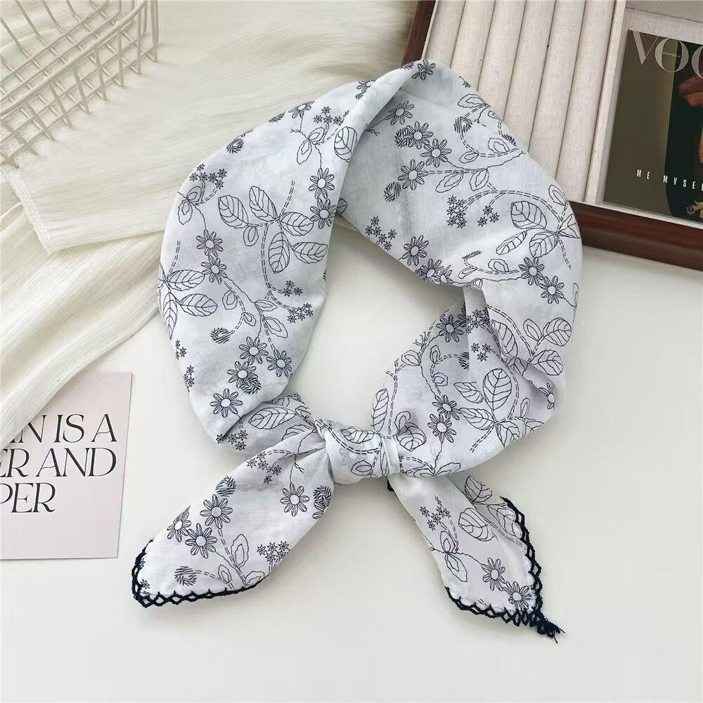 Carré en Coton Petit Carré Foulard Rétro Littéraire Petit Foulard en Soie Foulard Décoratif Petit et Frais pour Femme Cache-cou Rouge Foulard Mode Impression
