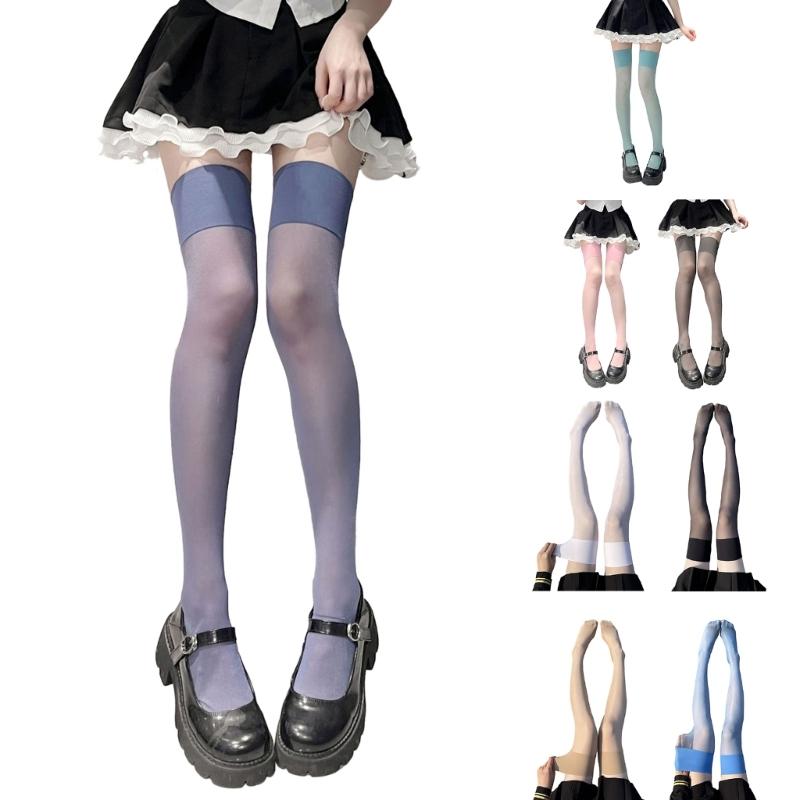 Women's Thigh High Socks Over the Knee Tube Socks Knee High Socks Sheer Silk Stockings Erotic Costume Accessories