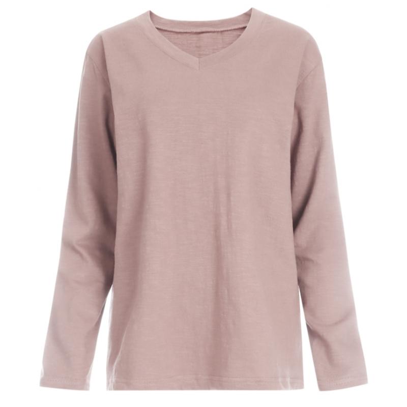 Shop Women Tail Plain V Neck Long sleeVe T shirT Dai Wsh 1056 Black