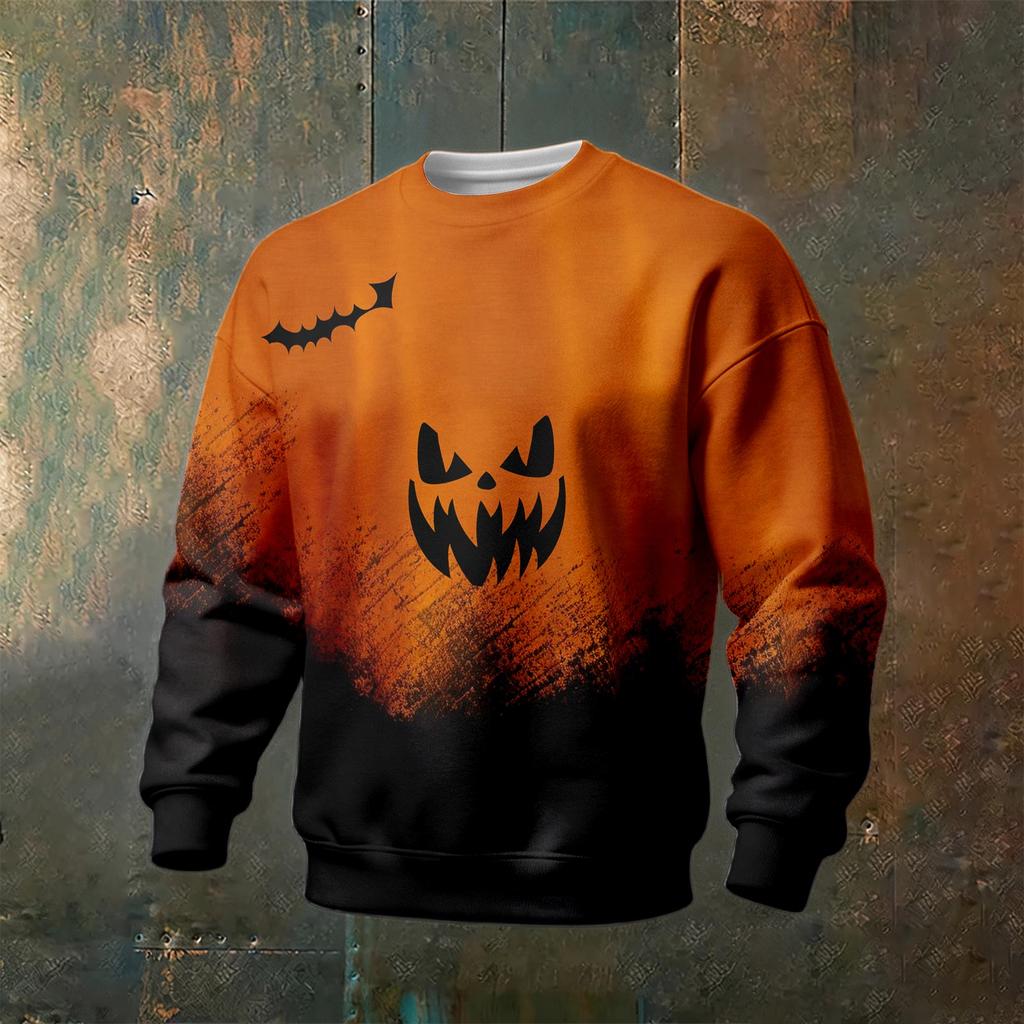 Men's Halloween Printed Neck Long Sleeve Sweatshirt for Casual Daily Wear