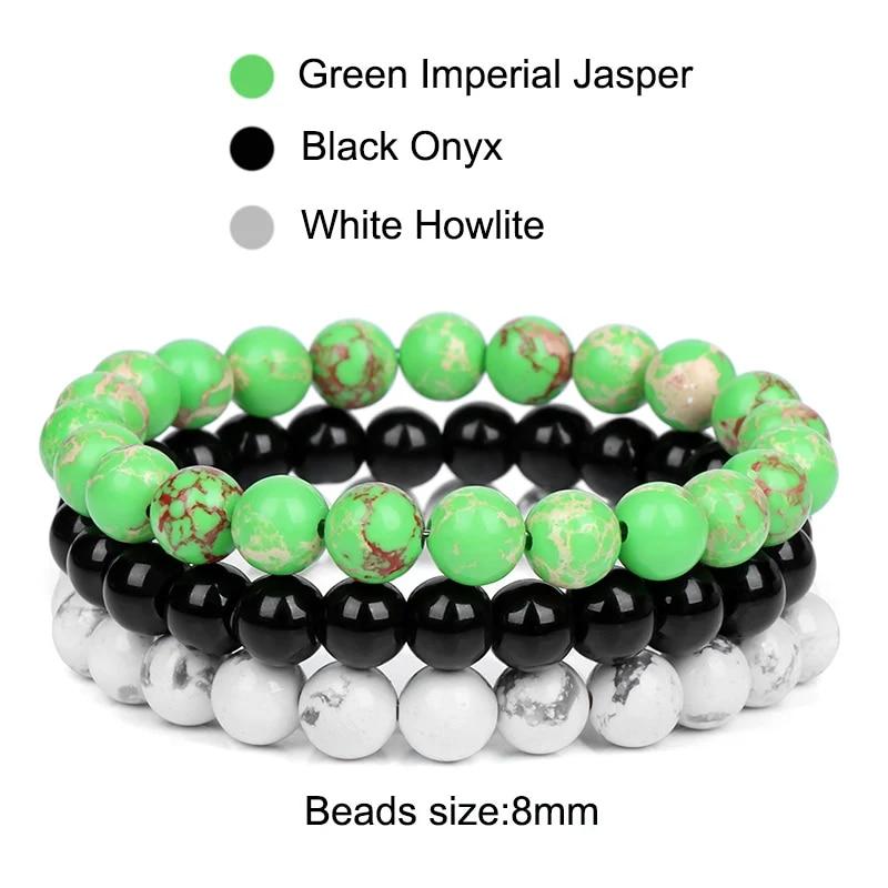 8mm Natural Stone Bracelet Set 3Pcs/set Rhodonite Rose Pink Quartzs Moonstone Amethysts Hematite Bracelets For Women Men Jewelry