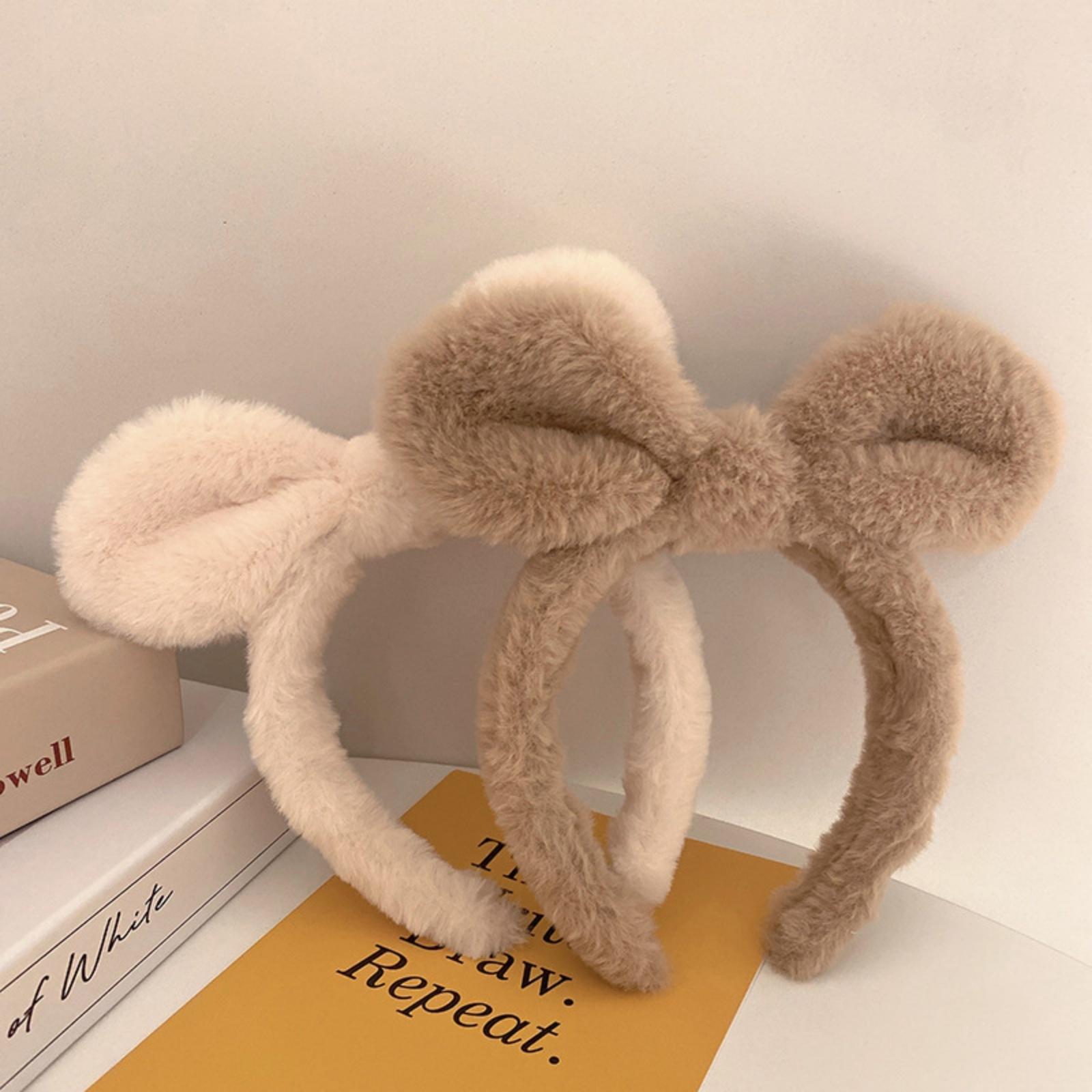 

2pcs Plush Bunny Ear Headbands for Women - Facial Cleansing Headbands, Hair Accessories for High Crown Volume, Cute Hair Ornamen