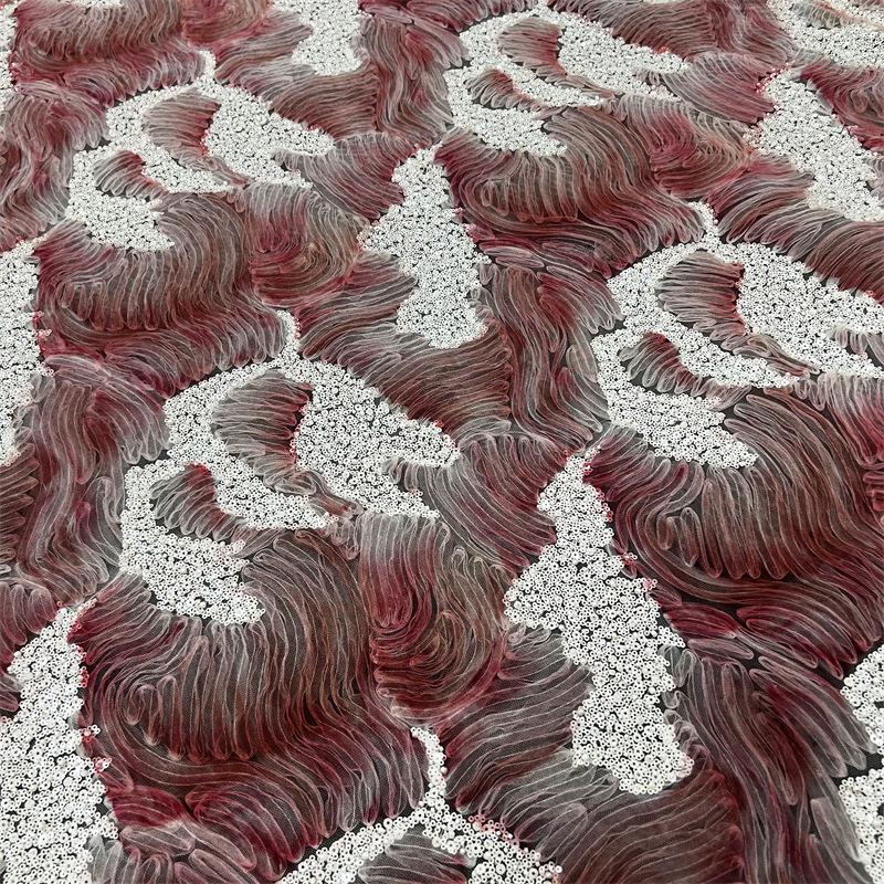 Luxurious Pearl Beaded Embroidery Fabric High Quality Lace Sequin Tulle Lace Designer Fabric For Diy Sewing Dress Clothes